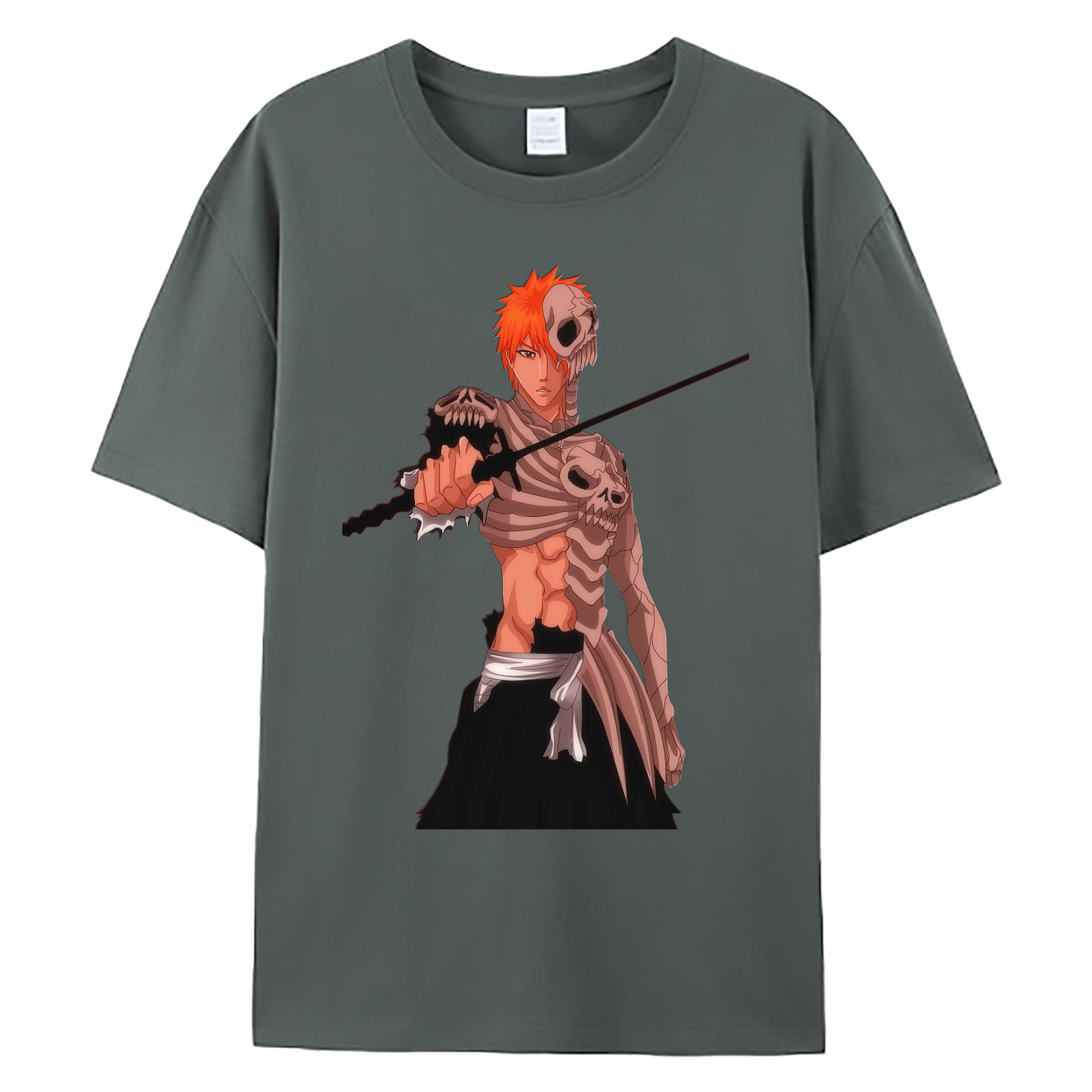 （画像用） ブリーチ 黒崎一護（くろさき いちご）BLEACH Kurosaki Ichigo 綿100％ メンズ半袖Tシャツ｜肌触りやわらか＆通気性